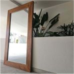 200 x 120 cm Ağaç Çerçeveli Boy Ayna - Doğal Ağaç Çerçeveli Dev Boy Aynası - Büyük Boy Aynası - Ceviz