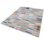 200x250 cm Kırk Yama Gri Yama Pamuklu Yün El Dokuma Modern Geometrik Etnik Eskitme Desenli Boho Oturma Odası Salon Yolluk Koridor Mutfak Halısı