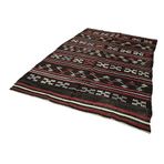 200x277 cm Çizgili Kilim Kahverengi Çizgili Yün El Dokuma Modern Geometrik Etnik Eskitme Desenli Boho Oturma Odası Salon Yolluk Koridor Mutfak Halısı