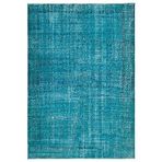 200x287 cm Atina Turkuaz Vintage Yün El Dokuma Modern Geometrik Etnik Eskitme Desenli Boho Oturma Odası Salon Yolluk Koridor Mutfak Halısı