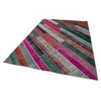 200x290 cm Kırk Yama Gri Yama Pamuklu Yün El Dokuma Modern Geometrik Etnik Eskitme Desenli Boho Oturma Odası Salon Yolluk Koridor Mutfak Halısı