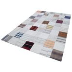 200x297 cm Kırk Yama Gri Yama Pamuklu Yün El Dokuma Modern Geometrik Etnik Eskitme Desenli Boho Oturma Odası Salon Yolluk Koridor Mutfak Halısı