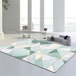 200x300 cm Bahçe Halısı Yumuşak Kaymaz Shabby Chic Halı Çocuklar için Yıkanabilir Mavi Geometrik Tasarım Oyun Odaları ve Kreşler için Mükemmel, Dayanıklı ve Deforme Dayanıklı.
