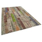 200x300 cm Kırk Yama Bej Yama Pamuklu Yün El Dokuma Modern Geometrik Etnik Eskitme Desenli Boho Oturma Odası Salon Yolluk Koridor Mutfak Halısı