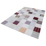 200x300 cm Kırk Yama Beyaz Yama Pamuklu Yün El Dokuma Modern Geometrik Etnik Eskitme Desenli Boho Oturma Odası Salon Yolluk Koridor Mutfak Halısı