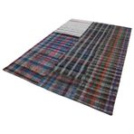 200x300 cm Kırk Yama Mavi Yama Pamuklu Yün El Dokuma Modern Geometrik Etnik Eskitme Desenli Boho Oturma Odası Salon Yolluk Koridor Mutfak Halısı