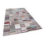 200x302 cm Kırk Yama Bej Yama Pamuklu Yün El Dokuma Modern Geometrik Etnik Eskitme Desenli Boho Oturma Odası Salon Yolluk Koridor Mutfak Halısı