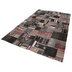 200x303 cm Kırk Yama Kahverengi Kırk Yama Pamuklu Yün El Dokuma Modern Geometrik Etnik Eskitme Desenli Boho Oturma Odası Salon Yolluk Koridor Mutfak Halısı