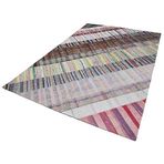 200x307 cm Kırk Yama Gri Yama Pamuklu Yün El Dokuma Modern Geometrik Etnik Eskitme Desenli Boho Oturma Odası Salon Yolluk Koridor Mutfak Halısı