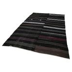 200x322 cm Geometrik Kilim Siyah Geometrik Yün El Dokuma Modern Geometrik Etnik Eskitme Desenli Boho Oturma Odası Salon Yolluk Koridor Mutfak Halısı