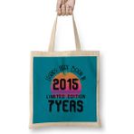 2015 Birthday Gift - Made, Born In 2015 Gift - 7 Year Old Birthday Gift Vintage Style Bez Çanta Uzun Saplı - Açık Bej - 40 X 40