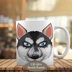 20152 Mavi Gözlü Sibirya Kurdu Husky Basılı Kupa Bardak