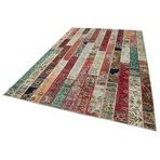 201x302 cm Kırk Yama Gri Yama Pamuklu Yün El Dokuma Modern Geometrik Etnik Eskitme Desenli Boho Oturma Odası Salon Yolluk Koridor Mutfak Halısı