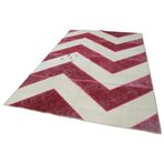 201x310 cm Kırk Yama Kırmızı Yama Pamuklu Yün El Dokuma Modern Geometrik Etnik Eskitme Desenli Boho Oturma Odası Salon Yolluk Koridor Mutfak Halısı