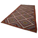 201x433 cm Geometrik Kilim Beyaz Geometrik Yün El Dokuma Modern Geometrik Etnik Eskitme Desenli Boho Oturma Odası Salon Yolluk Koridor Mutfak Halısı