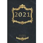 2021 Daily and Weekly Planner: From January 2021 to December 2021- a Daily & Weekly Organizer Book ( Week To View in 2 pages ), Simple & Practical Planner | Golden Frame on Marble Background Theme |