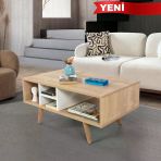 2023 Sina Orta Sehpa ( Ahşap Ayaklı) , Safir - Beyaz , Salon , Orta Odası , Ofis