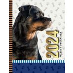 2024 Weekly Organizer: Dated 8.5x11 / 52-Week / To Do List - Notes Section - Habit Tracker / Jan to Dec / Life - Time Organization Gift / Rottweiler Dog Art on Paw Print Pattern Cover