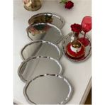 20*25 cm Paslanmaz Çelik Oval Dalgalı Model 6 Adet Servis ve Sunum Tepsisi 20*25 cm