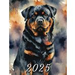 2025: Planificador mensual con perro Rottweiler