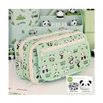 2025 Yeni Kızlar Kalem Kutusu Panda(Peluş Bir Broş+ Bebek+5 Det Stickers+2 Klip) - Yeşil