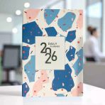 2026 Ajanda Pembe-Mavi Soyut Desenli Günlük Ajanda A5 (15x21 cm) - Karışık