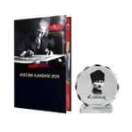 2026 Atatürk Ciltli Ajanda ve Müzkli ve Kristal Portre