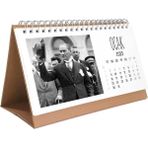 2026 Atatürk Takvimi - Atatürk Fotoğraflı 2026 Masa Takvimi - Kahverengi - 1 Adet