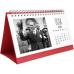 2026 Atatürk Takvimi - Atatürk Fotoğraflı 2026 Masa Takvimi - Kırmızı Renk - 1 Adet