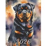 2026: Large Monthly Calendar Planner – Watercolor Rottweiler Dog