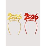2026 Yılbaşı Taç Seti 2’li | At Yılı Parti Tacı | Yeni Yıl Saç Aksesuarı (Sarı-Kırmızı)
