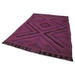 202x287 cm Geometrik Kilim Pembe Geometrik Yün El Dokuma Modern Geometrik Etnik Eskitme Desenli Boho Oturma Odası Salon Yolluk Koridor Mutfak Halısı