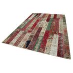 202x300 cm Kırk Yama Kırmızı Yama Pamuklu Yün El Dokuma Modern Geometrik Etnik Eskitme Desenli Boho Oturma Odası Salon Yolluk Koridor Mutfak Halısı