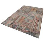 202x301 cm Kırk Yama Kahverengi Kırk Yama Pamuklu Yün El Dokuma Modern Geometrik Etnik Eskitme Desenli Boho Oturma Odası Salon Yolluk Koridor Mutfak Halısı