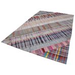 202x304 cm Kırk Yama Gri Yama Pamuklu Yün El Dokuma Modern Geometrik Etnik Eskitme Desenli Boho Oturma Odası Salon Yolluk Koridor Mutfak Halısı