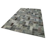 202x310 cm Kırk Yama Yeşil Yama Pamuklu Yün El Dokuma Modern Geometrik Etnik Eskitme Desenli Boho Oturma Odası Salon Yolluk Koridor Mutfak Halısı