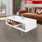 2031 Venüs ( Ahşap Ayaklı) Orta Sehpa , Beyaz - Söğüt , Salon , Ofis , Oturma Odası