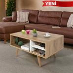 2035 Venüs ( Ahşap Ayaklı) Orta Sehpa , Sepet - Beyaz , Salon , Ofis , Oturma Odası