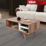 2036 Venüs ( Ahşap Ayaklı) Orta Sehpa , Söğüt - Beyaz , Salon , Ofis , Oturma Odası