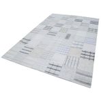 203x300 cm Kırk Yama Beyaz Yama Pamuklu Yün El Dokuma Modern Geometrik Etnik Eskitme Desenli Boho Oturma Odası Salon Yolluk Koridor Mutfak Halısı