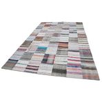 203x301 cm Kırk Yama Beyaz Yama Pamuklu Yün El Dokuma Modern Geometrik Etnik Eskitme Desenli Boho Oturma Odası Salon Yolluk Koridor Mutfak Halısı