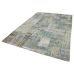 203x302 cm Kırk Yama Gri Yama Pamuklu Yün El Dokuma Modern Geometrik Etnik Eskitme Desenli Boho Oturma Odası Salon Yolluk Koridor Mutfak Halısı
