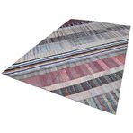 203x303 cm Kırk Yama Gri Yama Pamuklu Yün El Dokuma Modern Geometrik Etnik Eskitme Desenli Boho Oturma Odası Salon Yolluk Koridor Mutfak Halısı