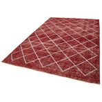 203x304 cm Geometrik Halı Kırmızı Geometrik Yün El Dokuma Modern Geometrik Etnik Eskitme Desenli Boho Oturma Odası Salon Yolluk Koridor Mutfak Halısı