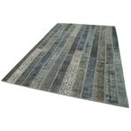 203x304 cm Kırk Yama Yeşil Yama Pamuklu Yün El Dokuma Modern Geometrik Etnik Eskitme Desenli Boho Oturma Odası Salon Yolluk Koridor Mutfak Halısı