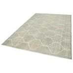 204x295 cm Geometrik Halı Gri Geometrik Yün El Dokuma Modern Geometrik Etnik Eskitme Desenli Boho Oturma Odası Salon Yolluk Koridor Mutfak Halısı