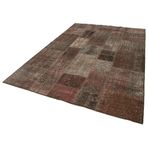 204x299 cm Kırk Yama Kahverengi Kırk Yama Pamuklu Yün El Dokuma Modern Geometrik Etnik Eskitme Desenli Boho Oturma Odası Salon Yolluk Koridor Mutfak Halısı