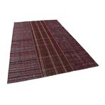 205x300 cm Kırk Yama Bordo Kırk Yama Pamuklu Yün El Dokuma Modern Geometrik Etnik Eskitme Desenli Boho Oturma Odası Salon Yolluk Koridor Mutfak Halısı