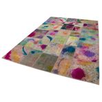 205x300 cm Kırk Yama Kremi Kırk Yama Pamuklu Yün El Dokuma Modern Geometrik Etnik Eskitme Desenli Boho Oturma Odası Salon Yolluk Koridor Mutfak Halısı