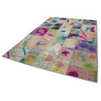 205x302 cm Kırk Yama Gri Yama Pamuklu Yün El Dokuma Modern Geometrik Etnik Eskitme Desenli Boho Oturma Odası Salon Yolluk Koridor Mutfak Halısı